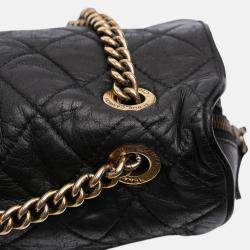 Pre Owned Chanel Black Large Quilted Iridescent Calfskin Shiva Flap