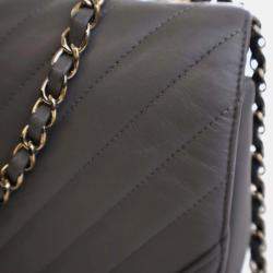 Pre Owned Chanel Statement Flap Large Grey Calfskin Shoulder Bag