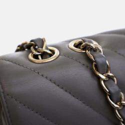 Pre Owned Chanel Statement Flap Large Grey Calfskin Shoulder Bag