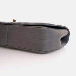 Pre Owned Chanel Statement Flap Large Grey Calfskin Shoulder Bag