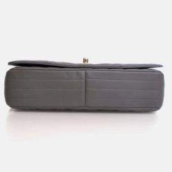 Pre Owned Chanel Statement Flap Large Grey Calfskin Shoulder Bag