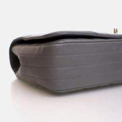 Pre Owned Chanel Statement Flap Large Grey Calfskin Shoulder Bag