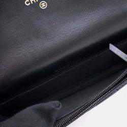 Pre Owned Chanel Maxi Pearls Mini Black Lambskin Clutch On Chain 