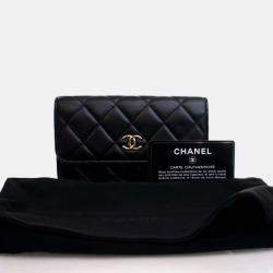 Pre Owned Chanel Maxi Pearls Mini Black Lambskin Clutch On Chain 