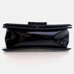 Pre Owned Chanel Boy Small Black Patent Leather Shoulder Bag