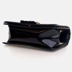 Pre Owned Chanel Boy Small Black Patent Leather Shoulder Bag