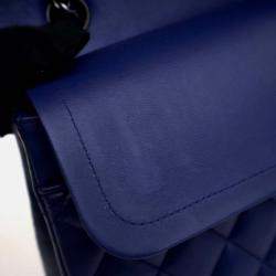 Pre Owned Chanel Classic Double Flap Medium Blue Lambskin Shoulder Bag