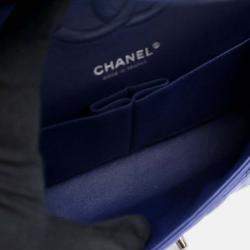 Pre Owned Chanel Classic Double Flap Medium Blue Lambskin Shoulder Bag