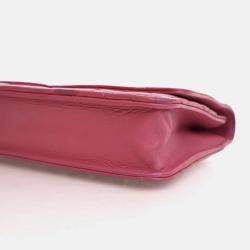 Pre Owned Chanel Classic Pink Lambskin Wallet On Chain 