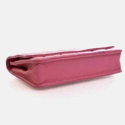 Pre Owned Chanel Classic Pink Lambskin Wallet On Chain 