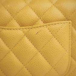 Pre Owned Chanel Classic Flap Mini Square Yellow Caviar Shoulder Bag