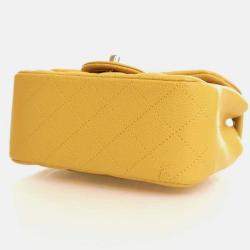 Pre Owned Chanel Classic Flap Mini Square Yellow Caviar Shoulder Bag