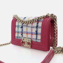 Pre Owned Chanel Boy Small Multicolour Tweed Shoulder Bag