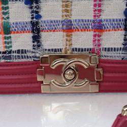 Pre Owned Chanel Boy Small Multicolour Tweed Shoulder Bag
