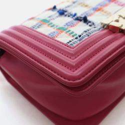 Pre Owned Chanel Boy Small Multicolour Tweed Shoulder Bag