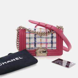 Pre Owned Chanel Boy Small Multicolour Tweed Shoulder Bag