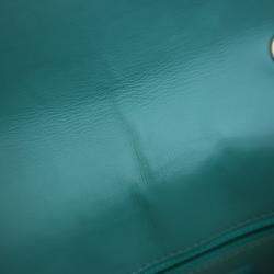 Pre Owned Chanel Stitched Covered CC Flap Medium Green Calfskin Shoulder Bag