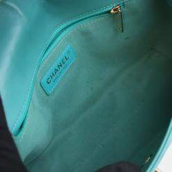 Pre Owned Chanel Stitched Covered CC Flap Medium Green Calfskin Shoulder Bag
