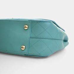 Pre Owned Chanel Stitched Covered CC Flap Medium Green Calfskin Shoulder Bag