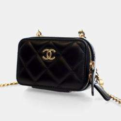 Pre Owned Chanel Candy Mini Black Lambskin Clutch with Chain 