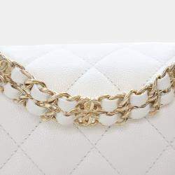 Pre Owned Chanel White Caviar Coco Flap Bag