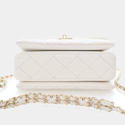 Pre Owned Chanel White Caviar Coco Flap Bag