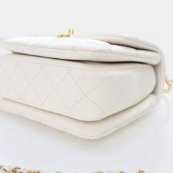 Pre Owned Chanel White Caviar Coco Flap Bag