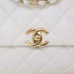 Pre Owned Chanel White Caviar Coco Flap Bag