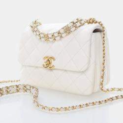 Pre Owned Chanel White Caviar Coco Flap Bag