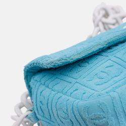 Pre Owned Chanel Blue Terry Cloth Sport Line Flap
