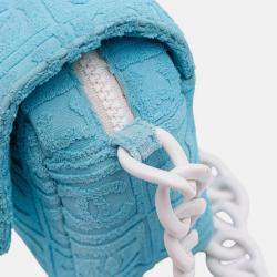 Pre Owned Chanel Blue Terry Cloth Sport Line Flap