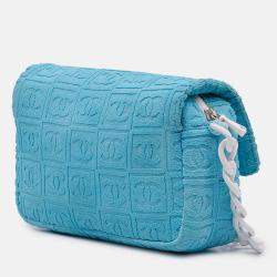 Pre Owned Chanel Blue Terry Cloth Sport Line Flap