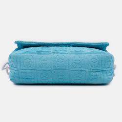 Pre Owned Chanel Blue Terry Cloth Sport Line Flap