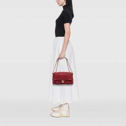 Pre Owned Chanel Red Large Aged Calfskin Chic Quilt Flap