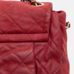Pre Owned Chanel Red Large Aged Calfskin Chic Quilt Flap