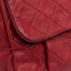 Pre Owned Chanel Red Large Aged Calfskin Chic Quilt Flap