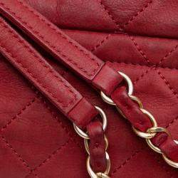 Pre Owned Chanel Red Large Aged Calfskin Chic Quilt Flap