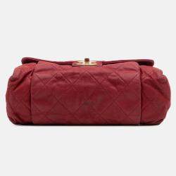 Pre Owned Chanel Red Large Aged Calfskin Chic Quilt Flap