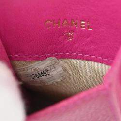 Pre Owned Chanel Cigarette Case Pink Calfskin Key Holder