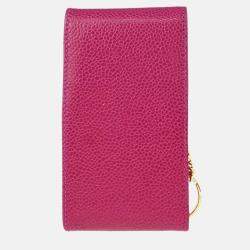 Pre Owned Chanel Cigarette Case Pink Calfskin Key Holder