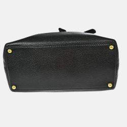 Pre Owned Chanel Black Calfskin Drawstring Tote Bag