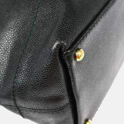Pre Owned Chanel Black Calfskin Drawstring Tote Bag
