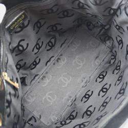 Pre Owned Chanel Black Calfskin Drawstring Tote Bag