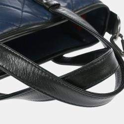 Pre Owned Chanel Gabrielle Blue Black Calfskin Tote Bag