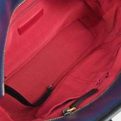 Pre Owned Chanel Gabrielle Blue Black Calfskin Tote Bag