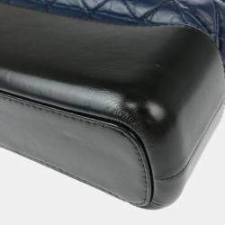 Pre Owned Chanel Gabrielle Blue Black Calfskin Tote Bag