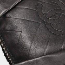 Pre Owned Chanel Chevron Black Lambskin Top Handle Bag