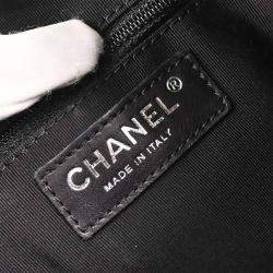 Pre Owned Chanel Chevron Black Lambskin Top Handle Bag