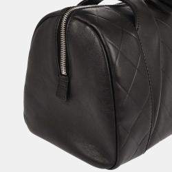 Pre Owned Chanel Chevron Black Lambskin Top Handle Bag