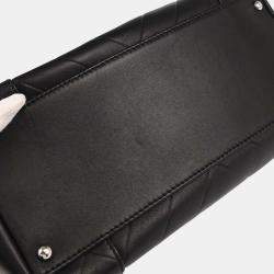 Pre Owned Chanel Chevron Black Lambskin Top Handle Bag